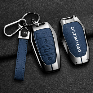 Étui de protection pour clé de voiture en alliage de zinc et cuir pour Citroën C5 X C5 <span class=keywords><strong>AIRCROSS</strong></span> <span class=keywords><strong>C3</strong></span>-XR C4 C5 C6, <span class=keywords><strong>accessoires</strong></span> de protection pour clé de voiture - Product Image 1