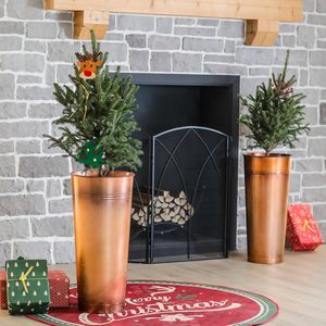 Set di 2 Fioriere in Acciaio Zincato <span class=keywords><strong>Alte</strong></span> 28 Pollici, Resistenti alle <span class=keywords><strong>Macchie</strong></span>, Fatte a Mano per Uso Esterno/Interno/Portico - Include 2 Vasi - Product Image 6