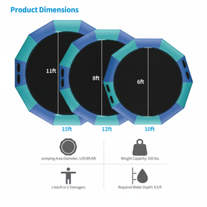 Trampolín Flotante de 10 Pies, Tela Oxford de PVC, 330 Libras de Capacidad, Duradero - Product Image 1
