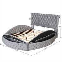 Lit Rond Capitonnage Grand Style Moderne avec Tiroirs de Rangement Meuble de Chambre Lit Rembourré Cadre de Lit Grand Lit et Lit Queen à Vendre