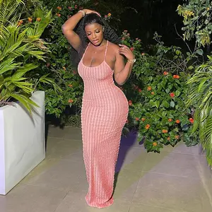 Robe maxi pour femme Weird <span class=keywords><strong>Puss</strong></span> Cross Bandage, dos nu, sans manches, été, sexy, élégante, robe moulante pour soirée, plage, boîte de nuit - Product Image 1