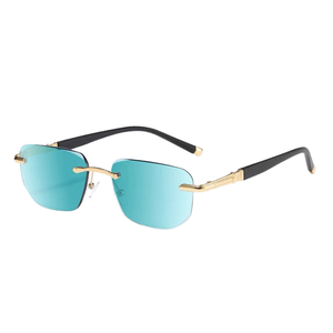 Gafas de Sol Modernas con Montura Metálica Completa, Lentes Verdes con Protección UV400, Ligeras, Duraderas, Unisex, Cuadradas Pequeñas, para Viajes de Verano - Product Image 1