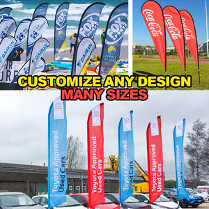 Envío rápido 130G tejer Bandera de plumas abiertas para negocios con poste de aluminio y Estaca de tierra publicidad soporte de bandera de plumas - Product Image 1