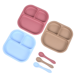 Biểu tượng tùy chỉnh công suất lớn BPA free Silicone devided món ăn tấm Toddler Kid Bộ đồ ăn trẻ em đồ ăn bé ăn đồ dùng - Product Image 6