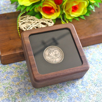 Boîte en bois massif de noyer sculptée pour pièces commémoratives de dix centimètres, coins arrondis, pour pièces d'argent, de dollar, de or et de cuivre
