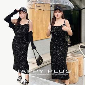 เดรสสายเดี่ยวพิมพ์ลายดอกไม้สีดำหรูหรา ไซส์พลัส เอวธรรมชาติ แบบยาว สำหรับผู้หญิง รุ่น N8773 - Product Image 2