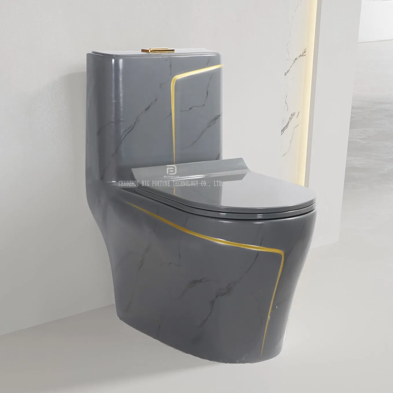 Modern stil moda sıhhi tesisat lüks tek parça tuvalet otel banyo gri seramik mermer tuvalet