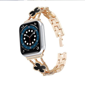 Correa de Reloj de Metal con Trébol de Cuatro Hojas y Diamantes para Reloj Inteligente Se 8 9 <span class=keywords><strong>IWatch</strong></span> <span class=keywords><strong>Ultra</strong></span> 38 42 44 45mm - Product Image 6