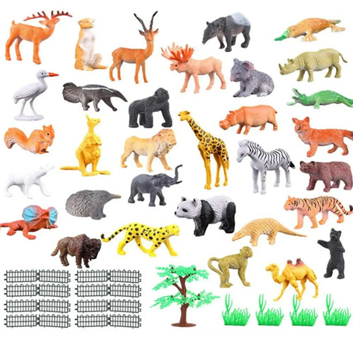 Wholesale creative children toys plastic wild animals and farm animals sets PVC simulated solid mini animal ornaments