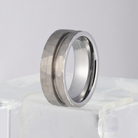 Base de bague vintage élégante en tungstène martelé de 8 mm, vierge pour incrustation personnalisée, durable, unisexe, pour usage quotidien