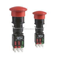 Schnei der XB6AS Botón de seta de parada de emergencia rojo redondo de reinicio giratorio de plástico 1NO + 2NC XB6AS8349B Diámetro de instalación 16mm