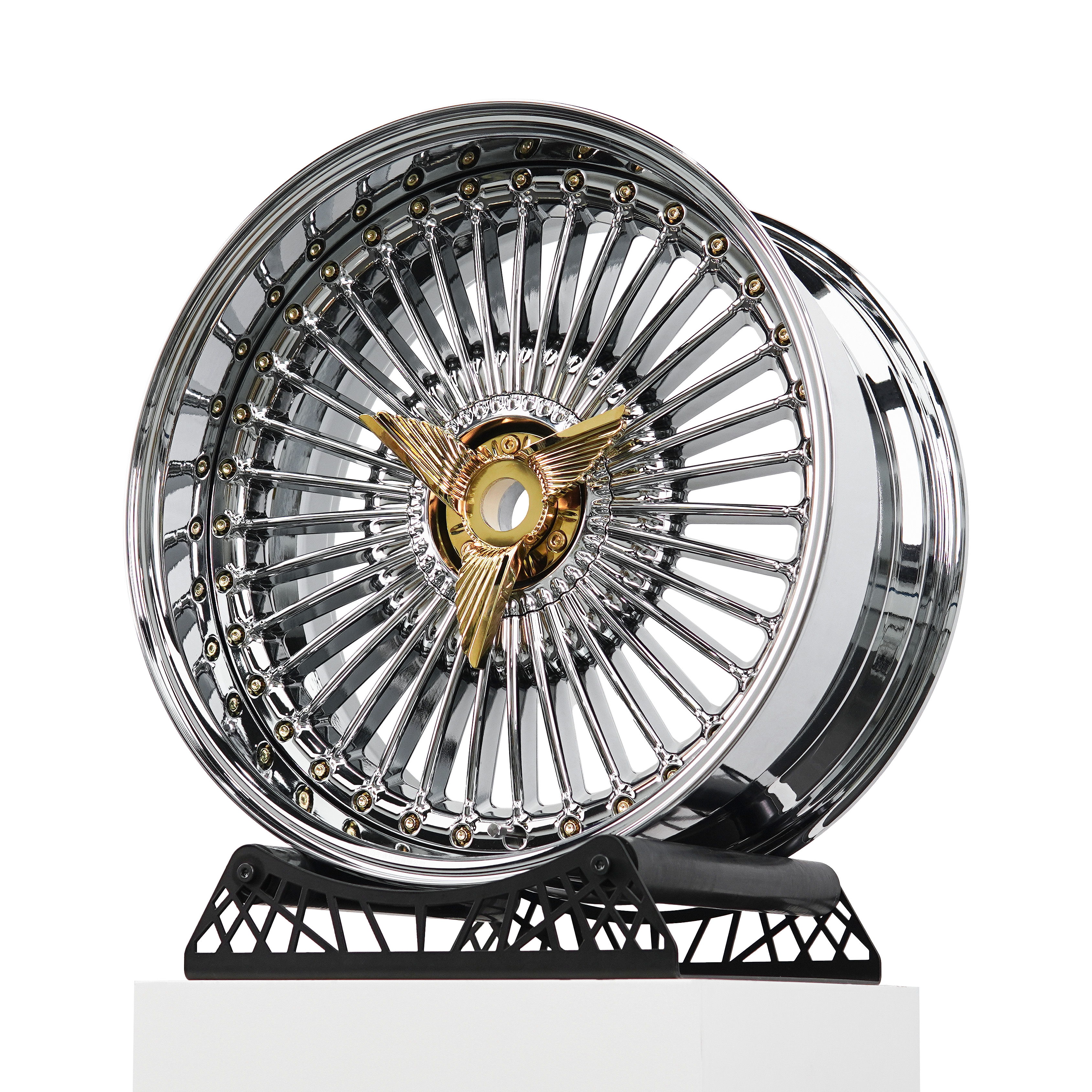 Chrome Silver With Wing Center Cap
