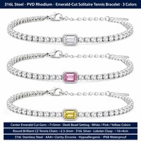 Bracelet Chaîne Tennis en Acier Inoxydable Anti-ternissement pour Femme, Personnalisé, avec Zircone Cubique et Cristal, Vente en Gros