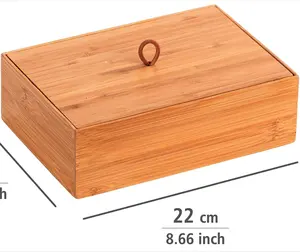 Caixa organizadora de bambu com 3 compartimentos-caixa de armazenamento, cesta de banheiro