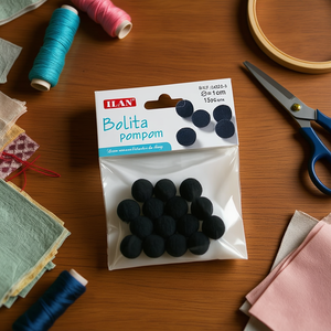 Ilan Bolita Pompom 1.5Cm Black <b>Wool</b> <b>Craft</b> Supply - Product Image 3