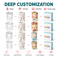 Kit de Vases en Céramique Écologiques DIY en Gros, Figurine Fille Nordique, Peignez Votre Propre Pot de Fleurs, Motif Dessin Animé, 6 Peintures Pastel pour