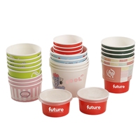 Logo imprimé personnalisé de marque jetable biodégradable petite taille 3.5oz 4oz 5oz 6oz 8oz tasses en papier pour la crème glacée et le yaourt