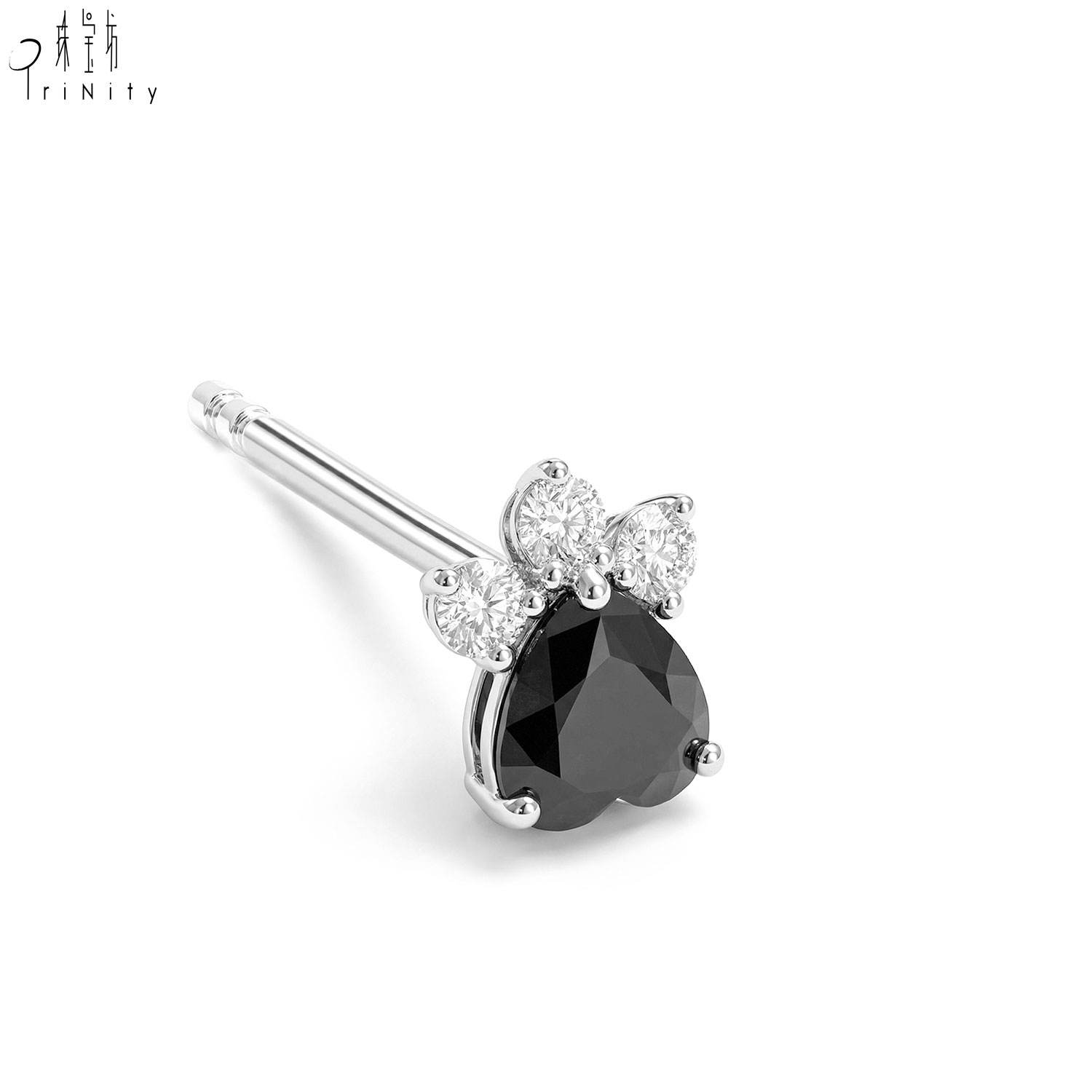 18K White Gold Black Spinel