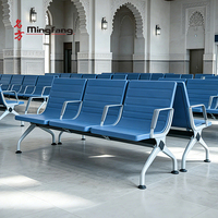 Chaises d'attente modernes en aluminium avec accoudoirs, 2/3/4/5 places, banc public en PU pour aéroport, hôpital, école, centre commercial, salle d'attente