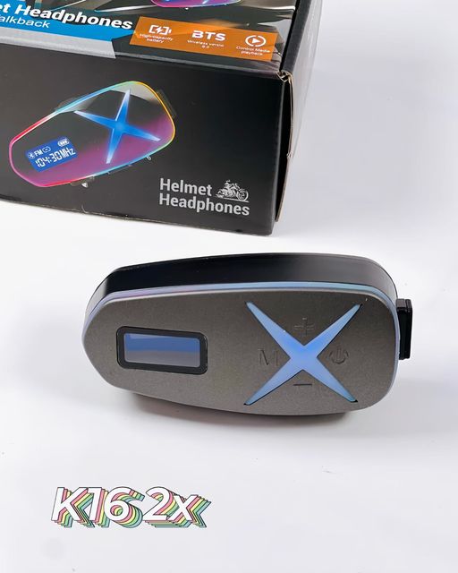 K16-2X Motorcycle Headphones, Walkie-Talkie, Riding Helmet, Waterproof, Digital Display, Earphone, Low-Volume Speaker NEW