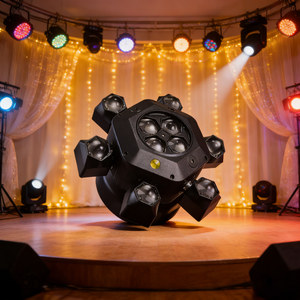 Precio de Descuento: Luz Láser Estroboscópica RGBW <span class=keywords><strong>4</strong></span> en 1 para DJ y Discoteca, Luces de Cabeza Móvil de 6 Brazos para Discoteca - Product Image 1