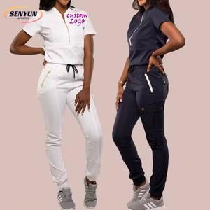 Logo personnalisé Gommage Infirmier Grande Taille Jogger Mode Unisexe Médical Scrubs Uniformes Imprimé Technics Doux Ensembles D'hôpital Pour Femmes - Product Image 1