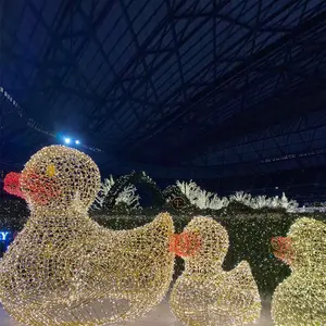 2020 Weihnachten dekorative künstliche im Freien große 3D gelbe Ente Motiv Lichter