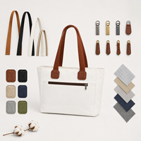 Sacs fourre-tout en toile de coton en gros 2026 pour les acheteurs en gros, sac de courses réutilisable 45x35x12cm avec fermeture à bouton-pression et poche intérieure zippée