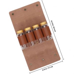 Camping Spice <b>Kit</b> PU Leather Spice Bottle Organizer Pouch Foldable Seasoning Holder for Travel & Picnic - Product Image 2
