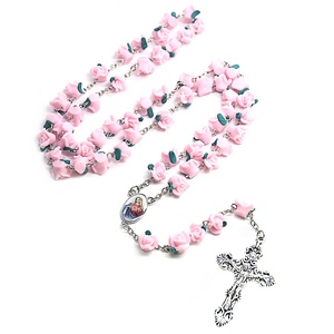 Collana Rosario con Fiori di Rosa, Perline e Crocifisso, Gioielli Religiosi Cattolici - Product Image 6