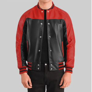 Chaquetas Varsity para Hombre de Alta Calidad, con Cuello Alto de Piel de Oveja Real, 100% Cuero, Precios al por Mayor Personalizados - Product Image 2