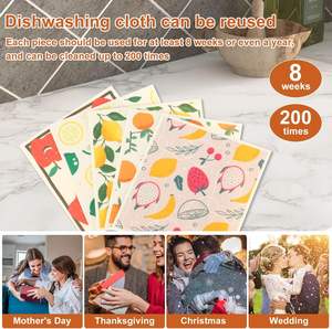 Éponges de cuisine en cellulose réutilisables écologiques imprimées sur mesure, tissu de nettoyage suédois - Product Image 5