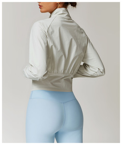 RUIQUWIN Hauts de yoga respirants à séchage rapide pour femmes Automne/Hiver Vestes d'entraînement coupe-vent Manches longues Réversible Écologique - Product Image 2