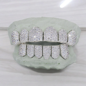 Grillz 6 sur 6 en Moissanite VVS, personnalisés style Hip Hop, plaqués or, en argent 925, sertis de diamants, pour hommes et femmes - Product Image 5