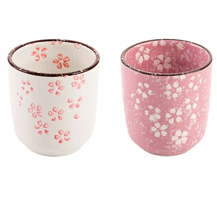 에스프레소 컵 접시 핑크 머그잔 도자기 차 세트 일본 도자기 재사용 커피 컵 세라믹 150ml 커피 컵