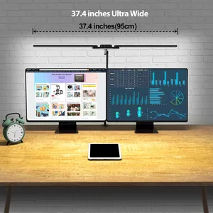 Architect Led Desk lamp for Dual Screen Computer Monitor, 24W Flexible Adjustable Reading Lighting Table Lamp