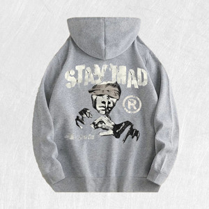 Sudadera con Capucha Estampada Stay <span class=keywords><strong>Mad</strong></span>, 100% Algodón, Almacén de EE. UU., <span class=keywords><strong>6</strong></span> Colores - Product Image 2