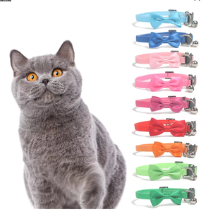 <span class=keywords><strong>Collar</strong></span> para gatos multicolor Fabricante <span class=keywords><strong>Breakaway</strong></span> Campana ajustable Bowtie <span class=keywords><strong>Collar</strong></span> sólido para perros y gatos - Product Image 1