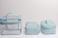 Ensemble de 4 sacs cosmétiques transparents en PVC avec logo personnalisé, grande capacité, sac de toilette en PU