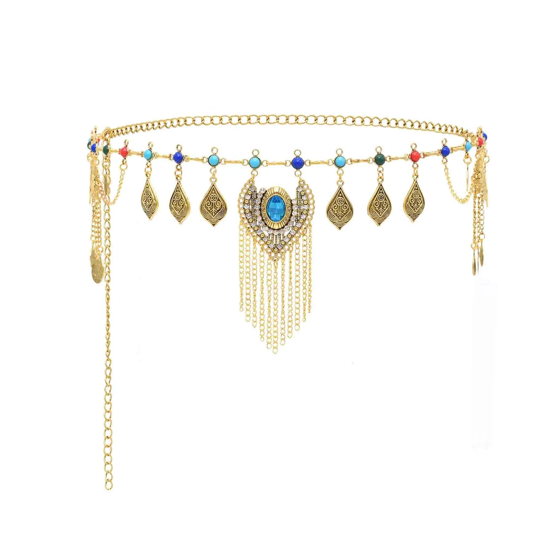 Ethnique Vintage en alliage doré pièce de monnaie gland femmes taille ventre chaînes bijoux accessoires