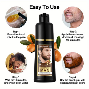 Mokeru 2-in-1 <span class=keywords><strong>Colorante</strong></span> e Balsamo <span class=keywords><strong>per</strong></span> Barba con Olio di Argan - Tinta Nera Naturale <span class=keywords><strong>per</strong></span> <span class=keywords><strong>Uomo</strong></span>, Ammorbidisce e Colora in un Solo Passaggio - Product Image 5