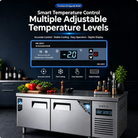 Table de préparation de 1,5 m avec bacs, réfrigérée pour sandwichs et salades, 2 portes, refroidissement par ventilateur, plan de travail en acier inoxydable 304 pour le marché européen