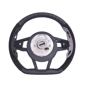 Volant personnalisé style <span class=keywords><strong>R8</strong></span> en suède et fibre de carbone pour <span class=keywords><strong>Audi</strong></span> A3 S3 A4 RS3 - Surpiqûres jaunes - Product Image 6