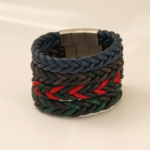 Woven Leather Bracelet Men's Braided Rope Magnetic Clasp Fashion Jewelry Gift For Men - Product Image 3
