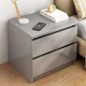 Chevet moderne blanc à 2 tiroirs, prix abordable, meuble de chambre à coucher en bois, style panneau de bois pour usage domestique - Product Image 2