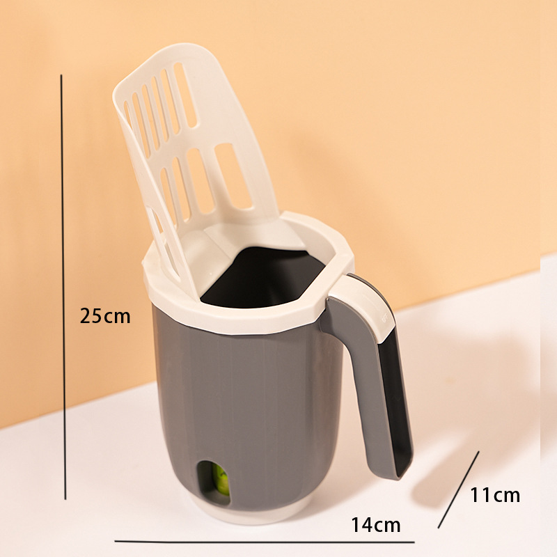 Cucchiaio per lettiera per gatti integrato grigio [rotolo gratuito di sacco della spazzatura]