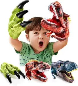 Realistische Latex Zachte Dieren Hoofd Handschoen Speelgoed Dinosaurus Handpoppen Voor Kinderen