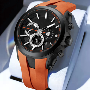 <span class=keywords><strong>Reloj</strong></span> Cronógrafo Deportivo Vintage de Negocios para <span class=keywords><strong>Hombre</strong></span>, Esfera Luminosa, Resistente al Agua 3BAR, Correa de Silicona Duradera, OEM Disponible - Product Image 1