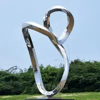 QUYANG 큰 정원 동상 옥외 훈장 야드를 위한 추상적인 현대 예술 금속 원형 스테인리스 조각품