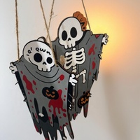 Décoration de porte en bois pour Halloween, pendentif citrouille et fantôme pour fête et décoration intérieure